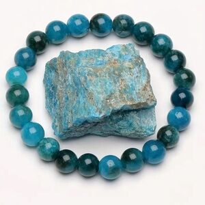 Blue Apatite Bead Bracelet Perfect for All Seasons.